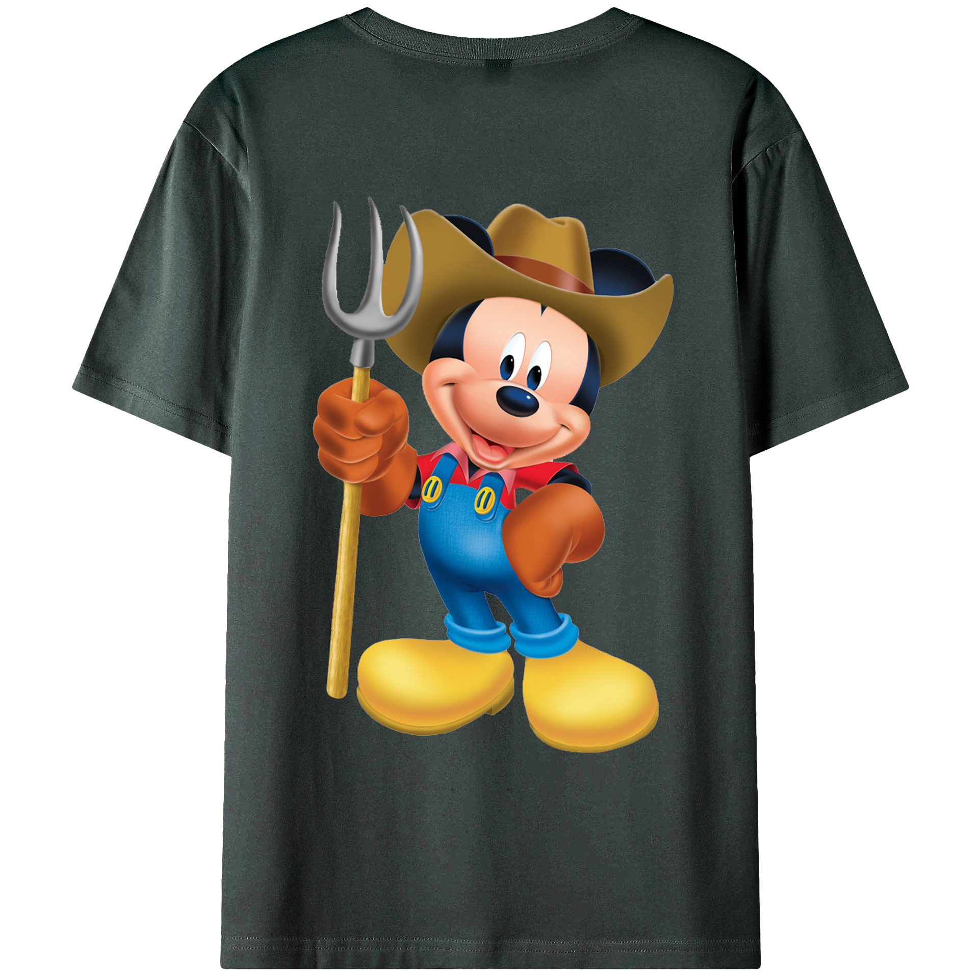 ミッキーマウス Mickey Mouse 綿100％ メンズ半袖Tシャツ（バックプリント） 通気性